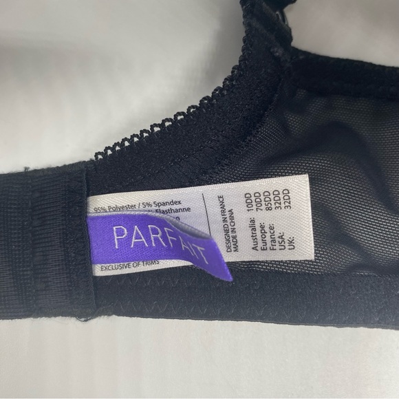 PARFAIT CHARLOTTE UNDERWIRE PADDED BRA with tuxedo bow in BLACK size 32DD NEW - Picture 5 of 6